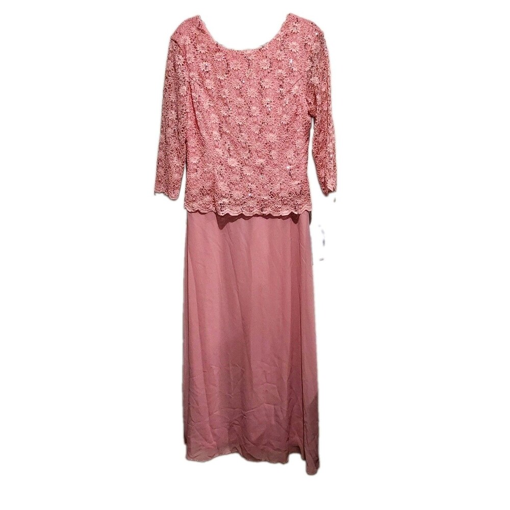 Lace Overlay Mother Of The Bride Formal Dress Pink Size XL NWT